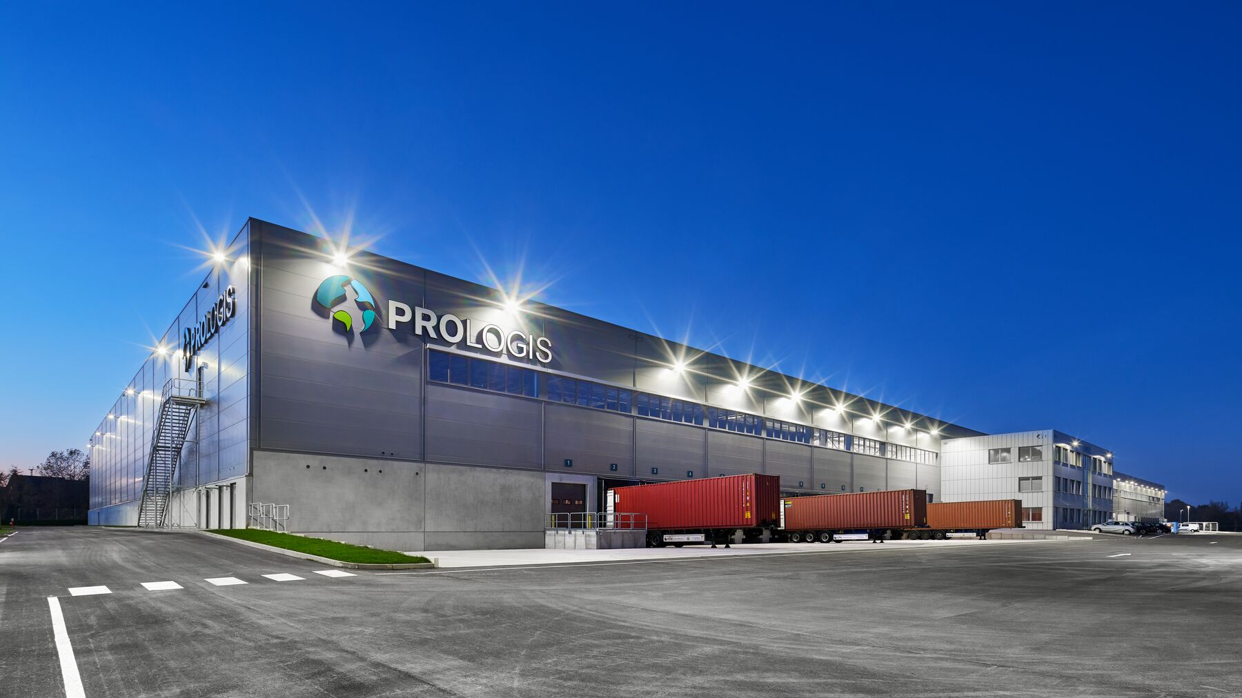prologis warehouse at dusk prologis warehouse at dusk
